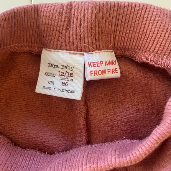 zara baby 12 month sweatpant pinky/rusted red color. - Picture 2 of 3